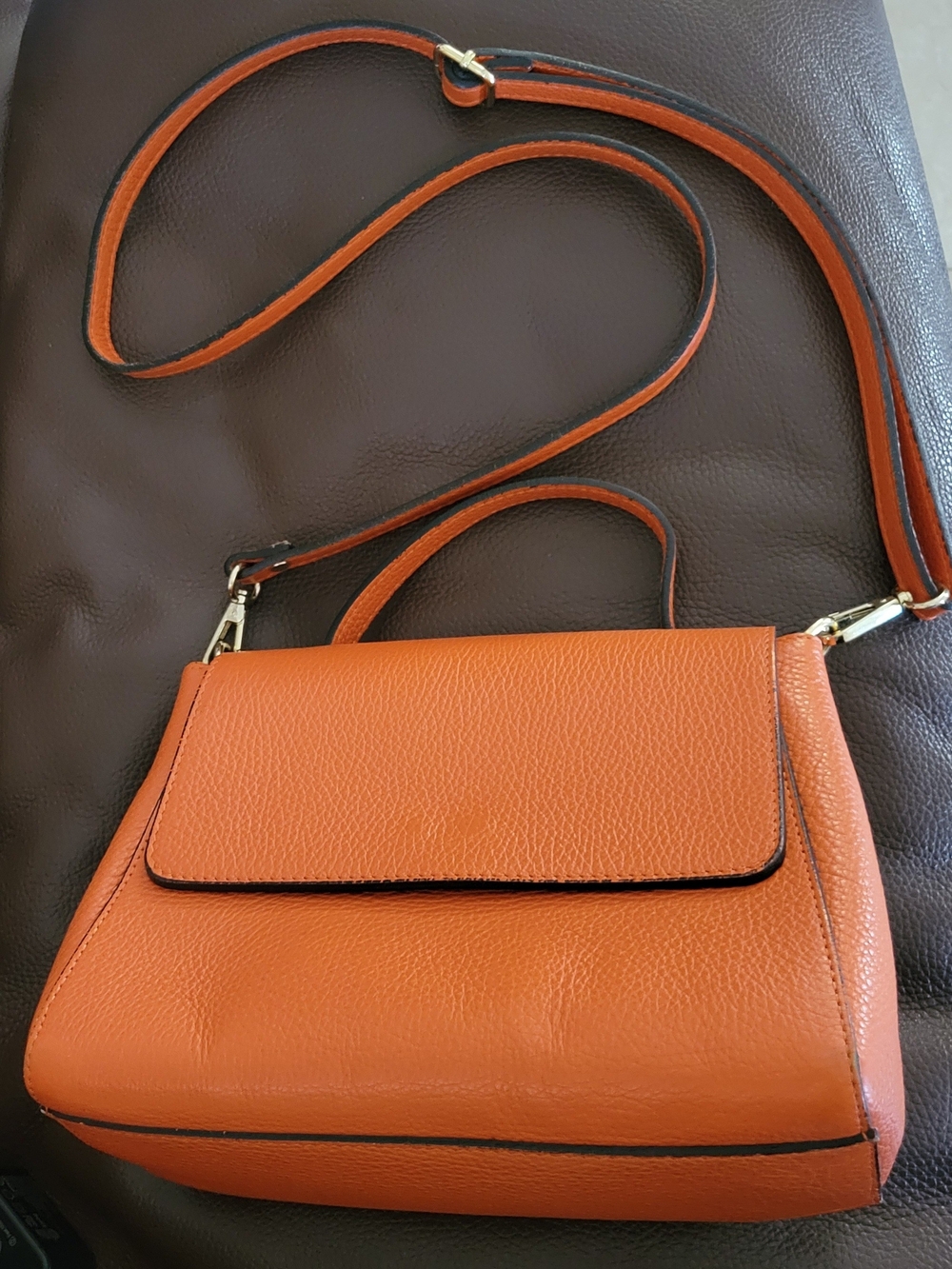 Classic Orange Crossbody Leather Bag